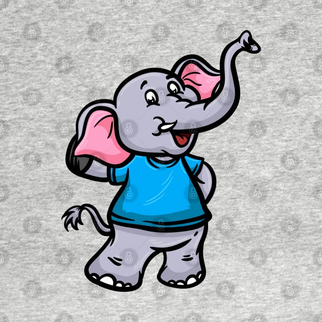 Cute Anthropomorphic Human-like Cartoon Character Elephant in Clothes by Sticker Steve